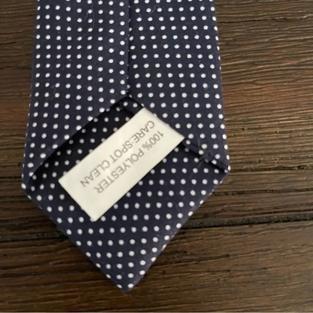 Boys Blue and White Polka Dot Clip on Neck Tie 10”